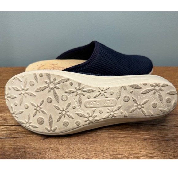 Fly Flot Navy Blue Mesh Anti-Shock Anatomic Clogs Mules Italy Womens 38 7.5 - Picture 4 of 8
